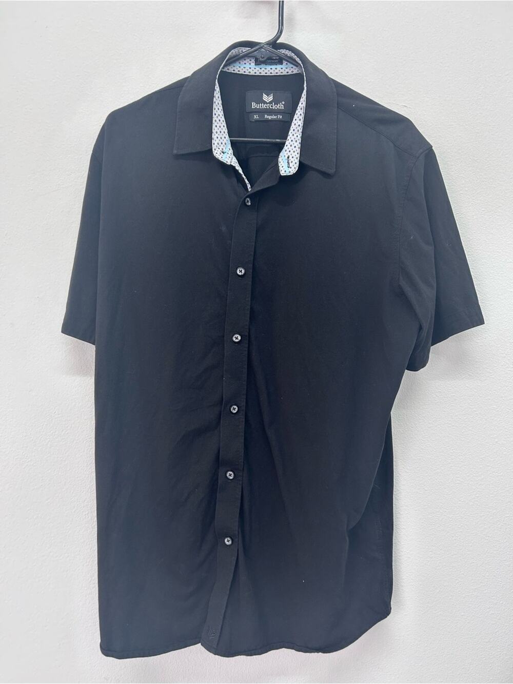 NWOT Buttercloth Black Short-Sleeve Casual Button-Down Shirt Size XL